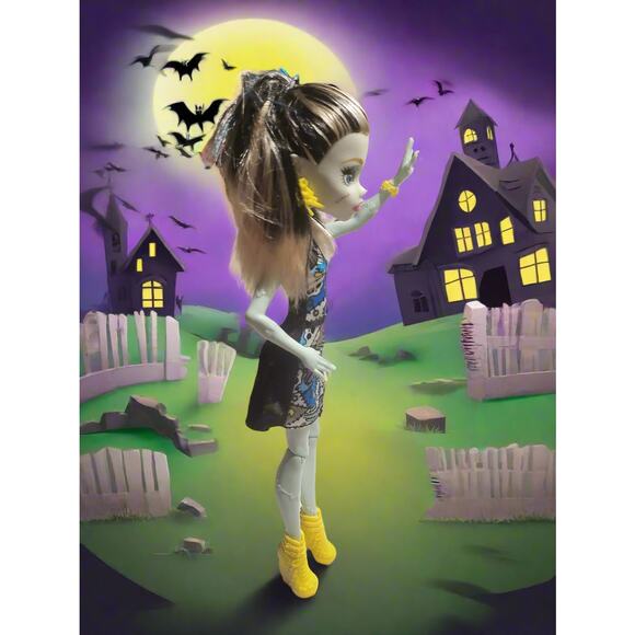 2015 Mattel Monster High Frankie Stein 11" Skull Dress Yellow Boots Doll - Picture 3 of 5
